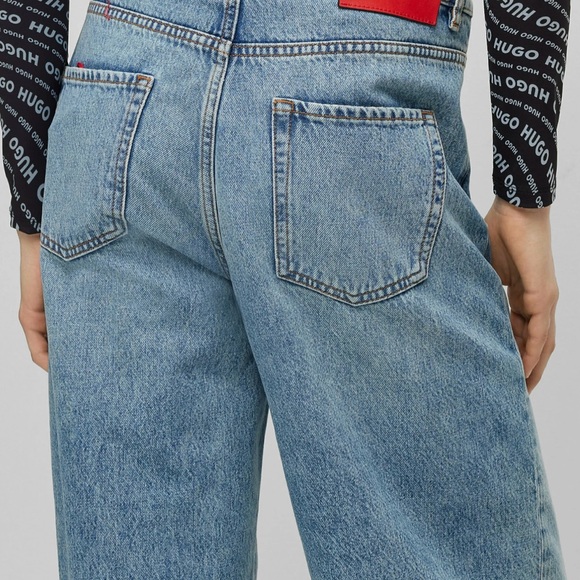 ⭐️⭐️⭐️Sold⭐️⭐️⭐️HUGO BOSS Gisanna Wide Leg Relaxed Fit Jeans Rigid Denim Size 27 - Picture 3 of 10